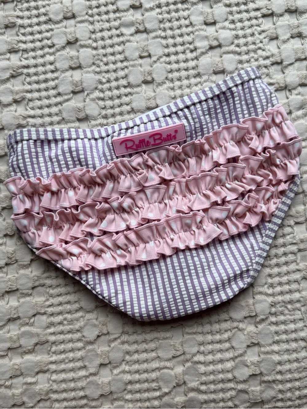 Ruffle Butts Lavender Seersucker Two-Piece Swim Set